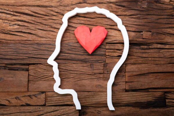 A head with a heart.