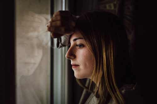 A person looking out the window.