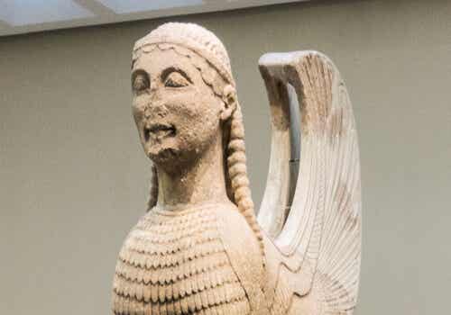 A stone Sphinx.