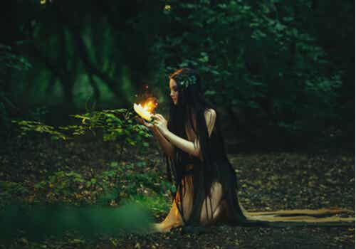 En illustration af Dafne i skov