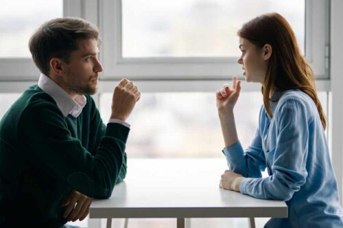 A couple having a discussion.