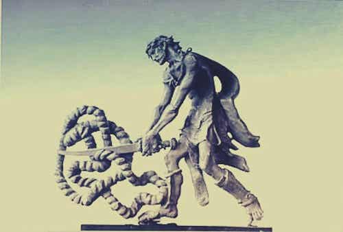 En bild av Alexander med knut.