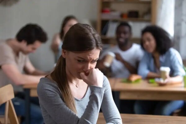 A woman looking upset.