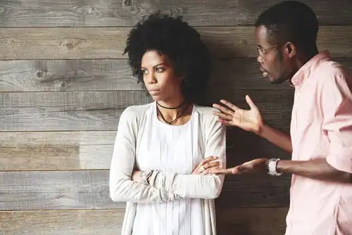 A couple arguing.
