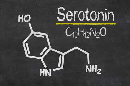 Struktura chemiczna serotoniny.