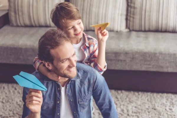 A child with his father.